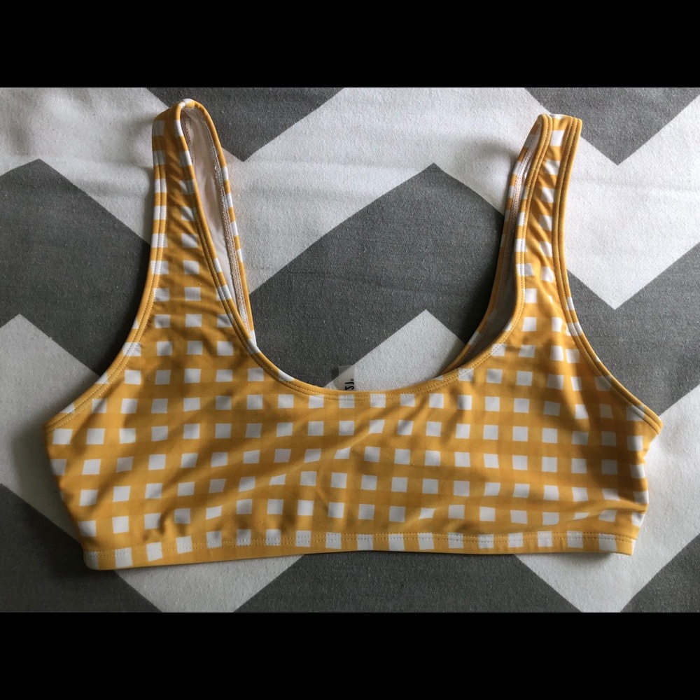 Forever 21 Yellow Gingham Bathing Suit Top